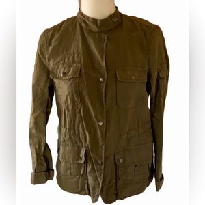 VINTAGE Gap Utility Style Jacket Womens Small Green Button Front Cargo Pockets
